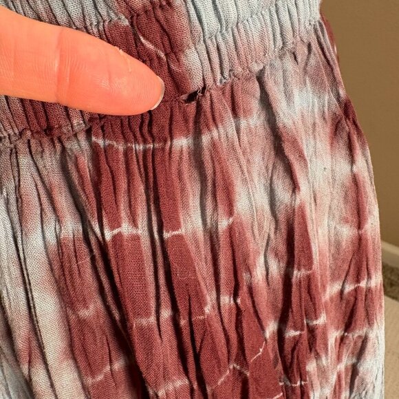J Gee Bohemian Tie-Dye Crinkled Midi Skirt M Hippie Gypsy Airy Flowy Elastic - Picture 8 of 12